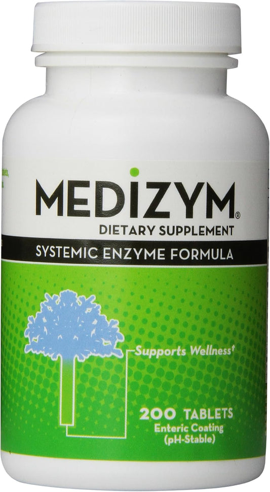 Medizym Systemic Enzyme Formula Tablets - 200 Count, Yellowish Green/Tan Color