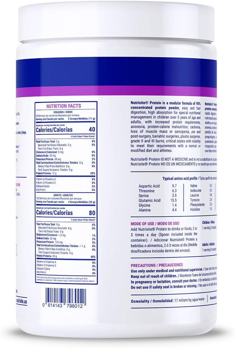 Medsite Nutrisite Nutrition Whey Isolate Protein Powder for Wound Healing and Surgery Recovery - Carb, Gluten, and Sacarose Free (9.7 Oz)