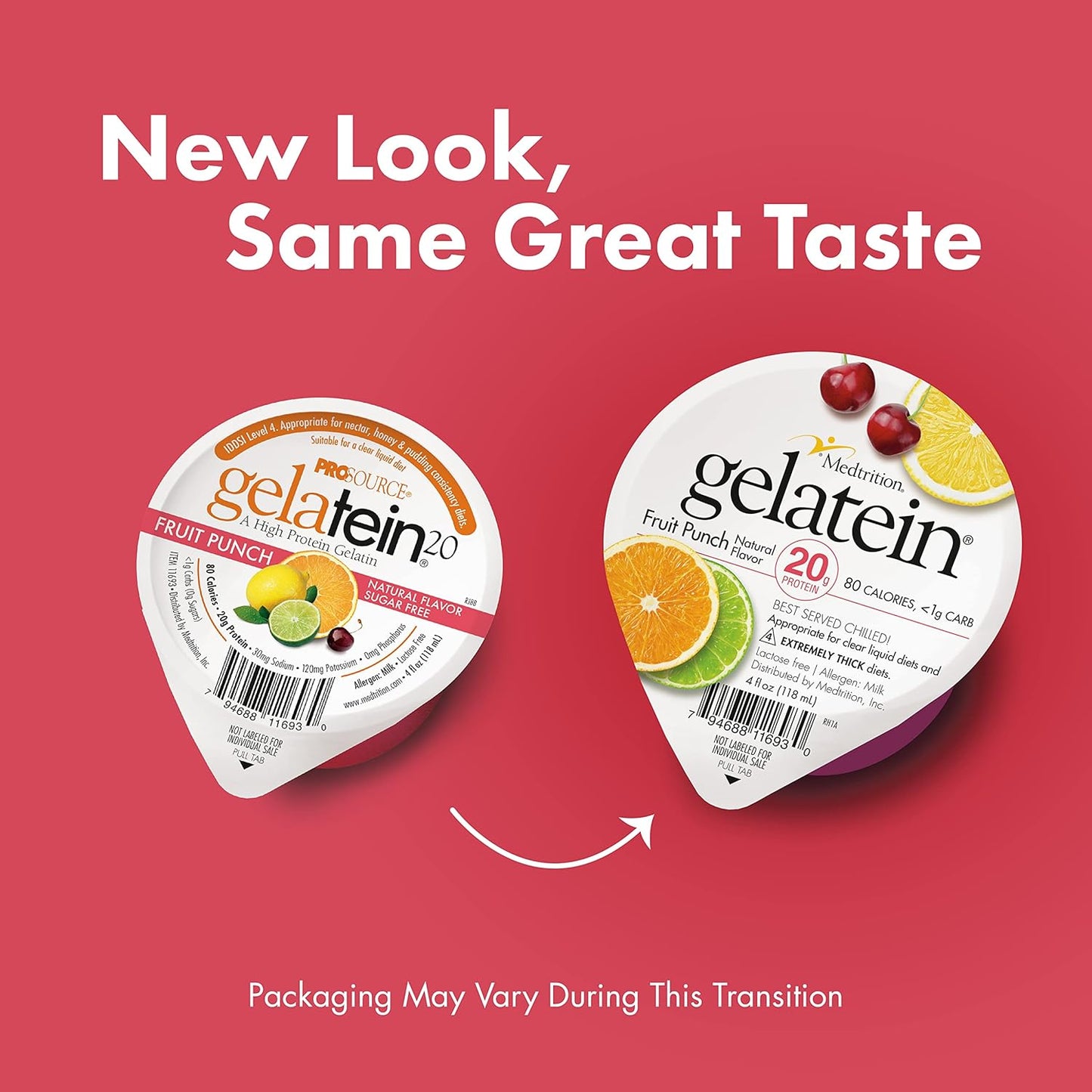 Medtrition Gelatein Fruit Punch: High-Protein, Sugar-Free Snack for Liquid Diets, Swallowing Issues, Bariatric, Dialysis & Oncology - 12 Pack