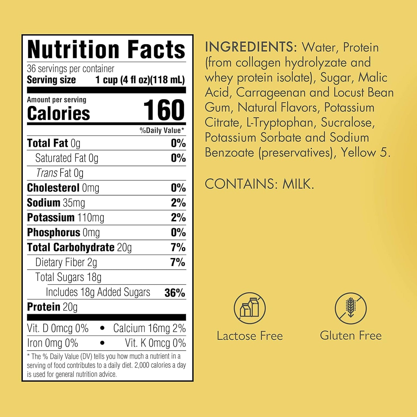Medtrition Gelatein Plus Lemon: 20g Protein, Clear Liquid Diet, Swallowing Issues, Dialysis, Oncology, Pre/Post-Workout Snack (36 Pack)