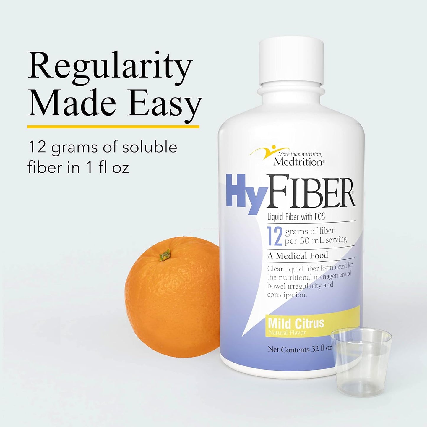 Medtrition HyFiber Liquid Fiber Supplement for Regularity, 32 fl oz - 12g Soluble Fiber for Soft Stools