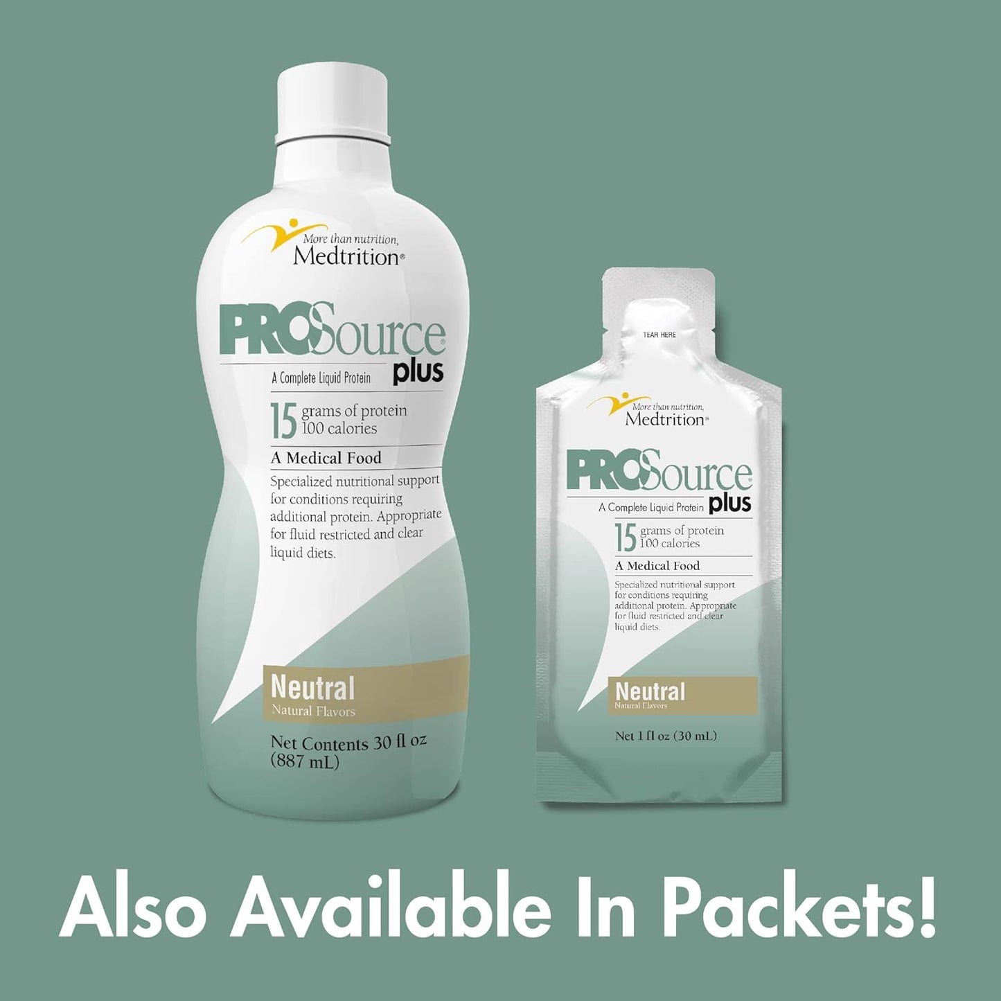 Medtrition Liquid Collagen Peptides Type I & III - 15g Protein per Ounce - 4 Pack of Neutral Bottles