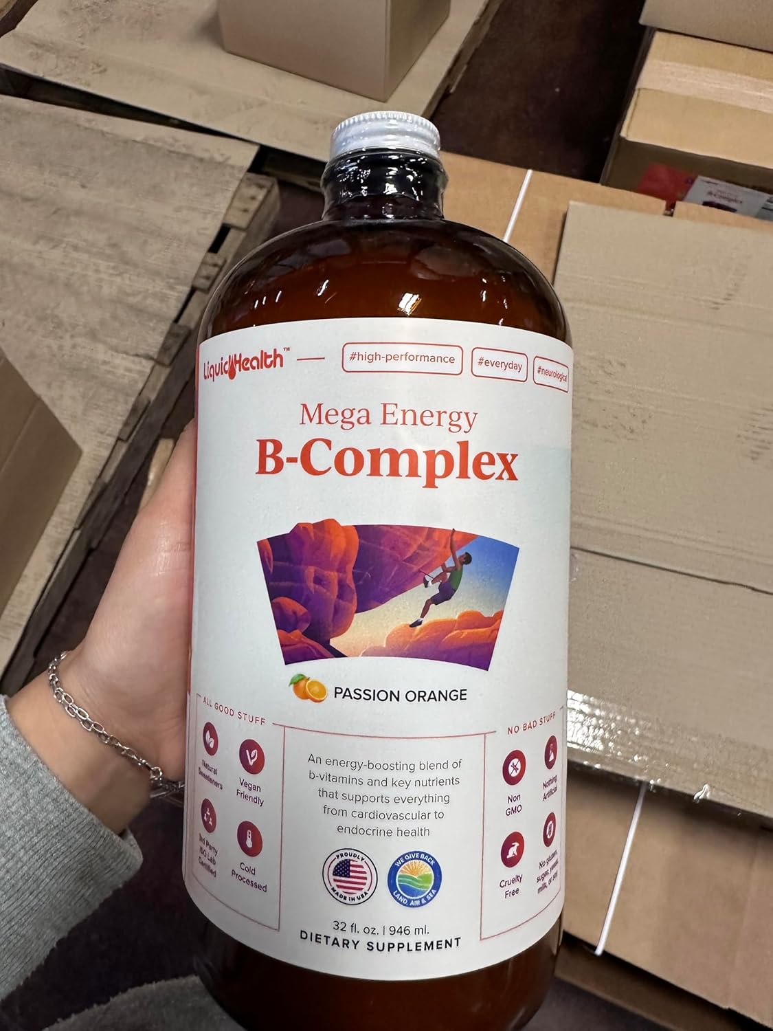 Mega Energy Methylated B-Complex Liquid Vitamin Supplement - Boost Energy, Reduce Stress & Fatigue, Support Immune, Heart & Gut Health - Vegan, Sugar-Free (32 oz)