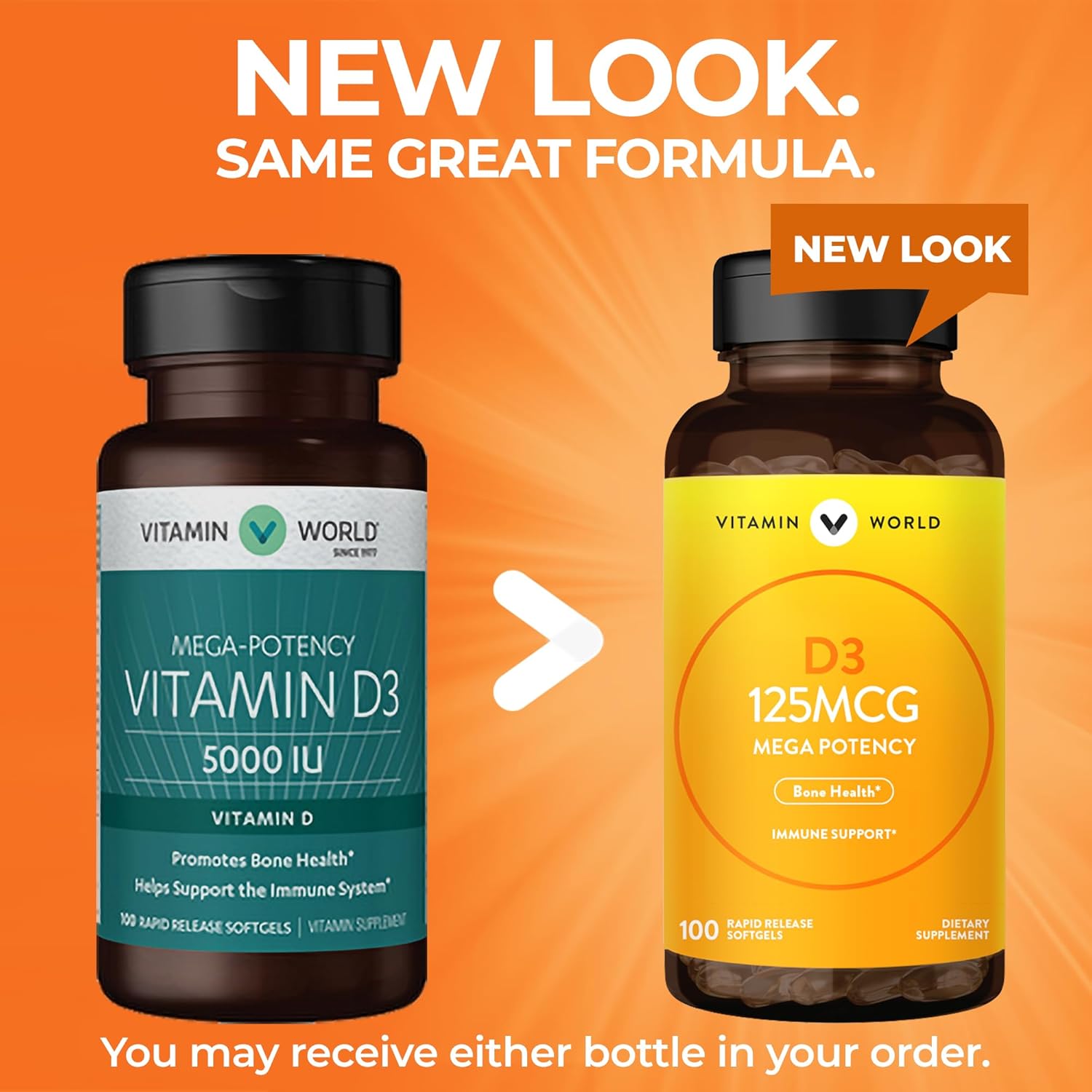 Mega-Potency Vitamin D3 5000 IU Softgels for Bone Health and Immune Support, Rapid-Release Formula, Gluten Free