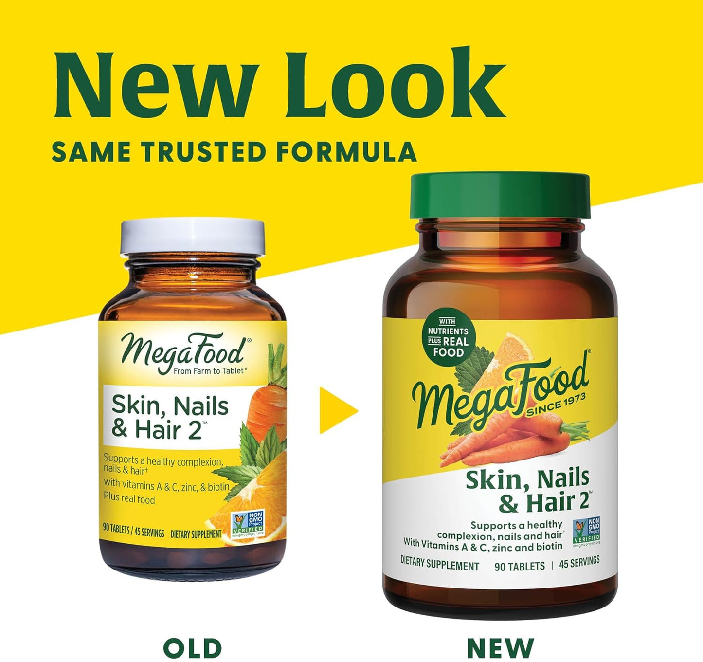 MegaFood Skin, Nails & Hair 2 - Vegan Multivitamin with Biotin, Vitamin A, C, E, Zinc, B6, and Pantothenic Acid - 60 Tablets (30 Servings)