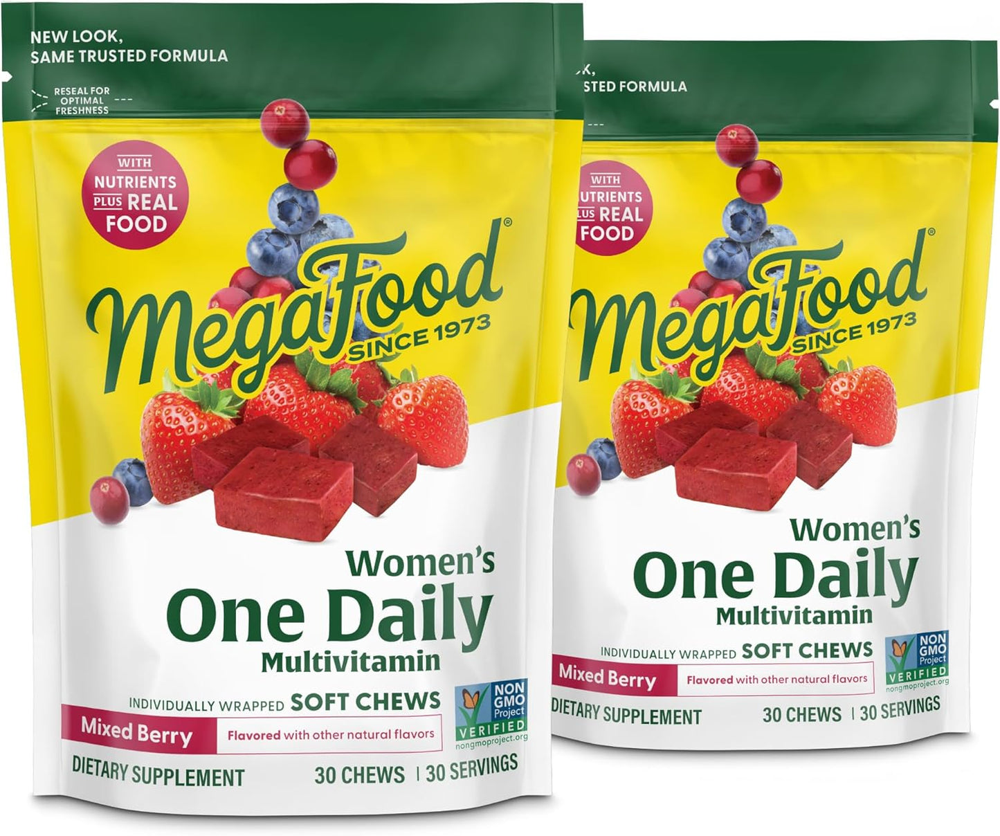 MegaFood Women's One Daily Multivitamin Soft Chews - Folate, Vitamin B6, B12, Biotin, D - Mixed Berry - Vegetarian, Non-GMO - 60 Chews