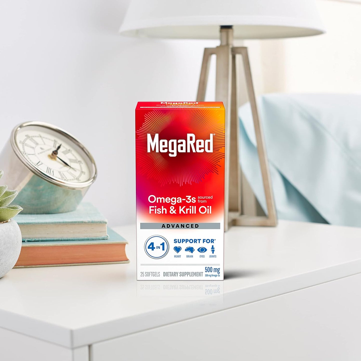 MegaRed Advanced 4in1 500mg Omega-3 Fish & Krill Oil Supplement - 25 Softgels