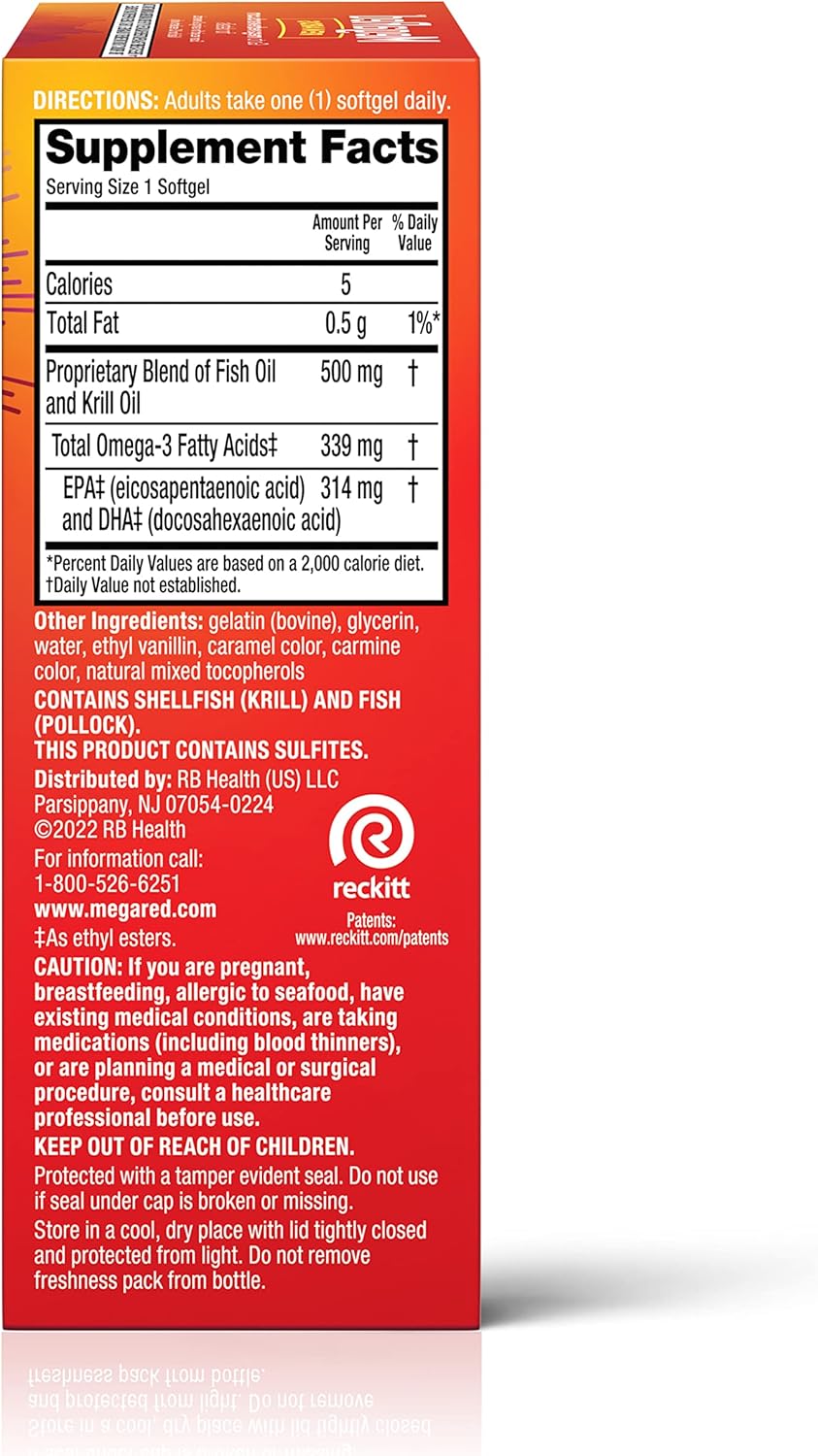 MegaRed Advanced 4in1 500mg Omega-3 Fish & Krill Oil Supplement - 25 Softgels