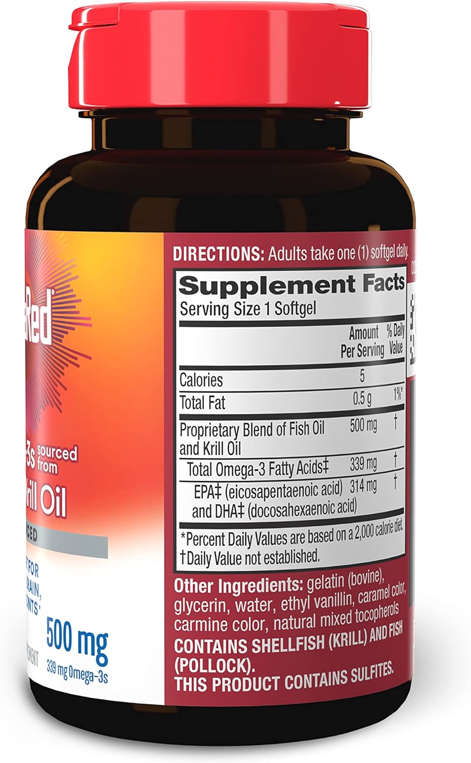 MegaRed Advanced 4in1 500mg Omega-3 Fish & Krill Oil Supplement - 25 Softgels