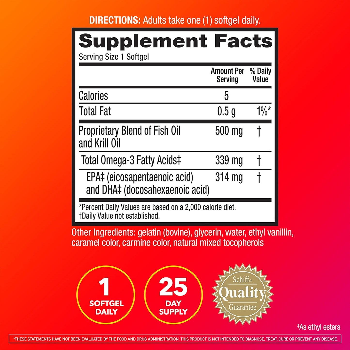 MegaRed Advanced 4in1 500mg Omega-3 Fish & Krill Oil Supplement - 25 Softgels