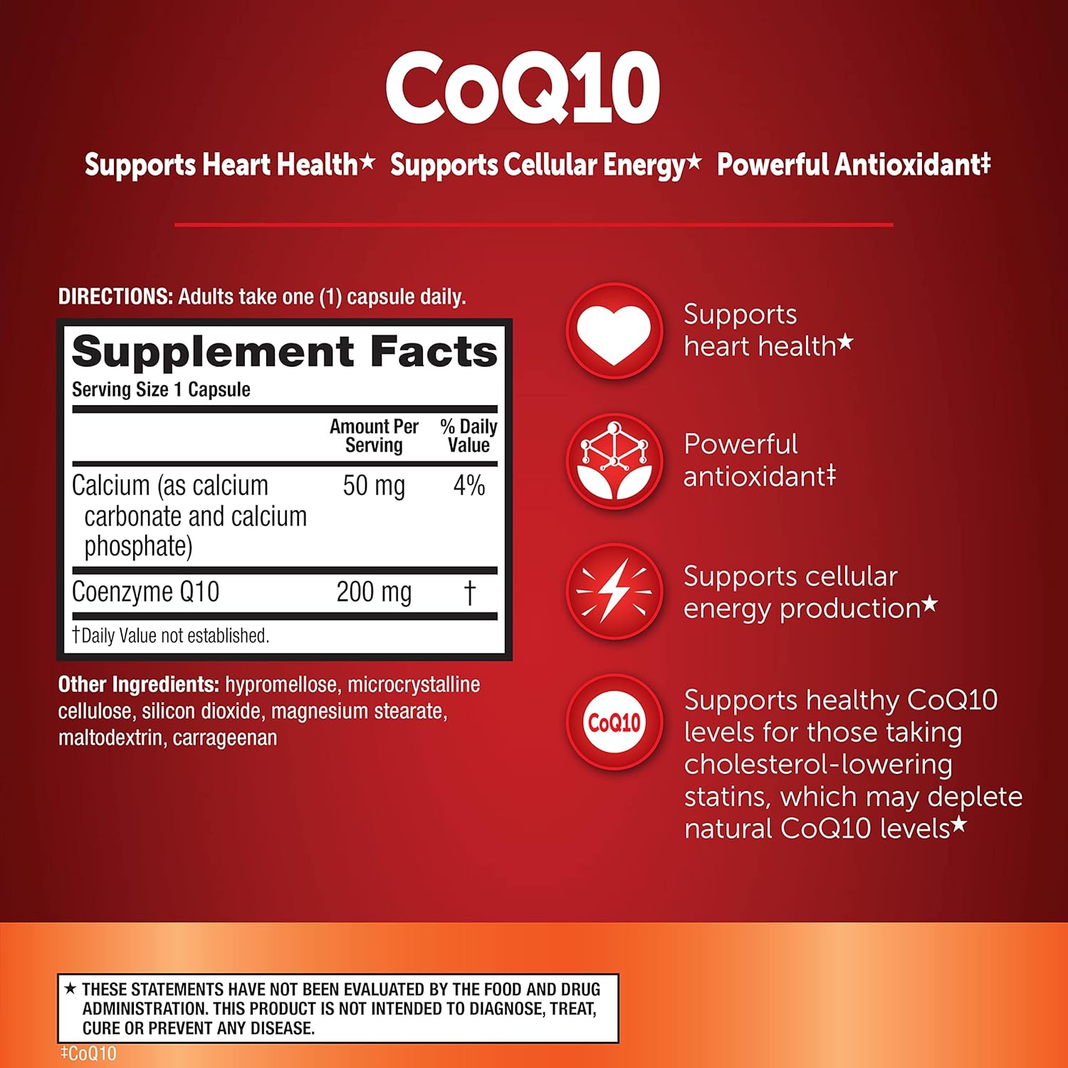 MegaRed CoQ10 200mg Capsules - 90 Count Box, Heart Health Support, Cellular Energy, Antioxidant, Sugar-Free