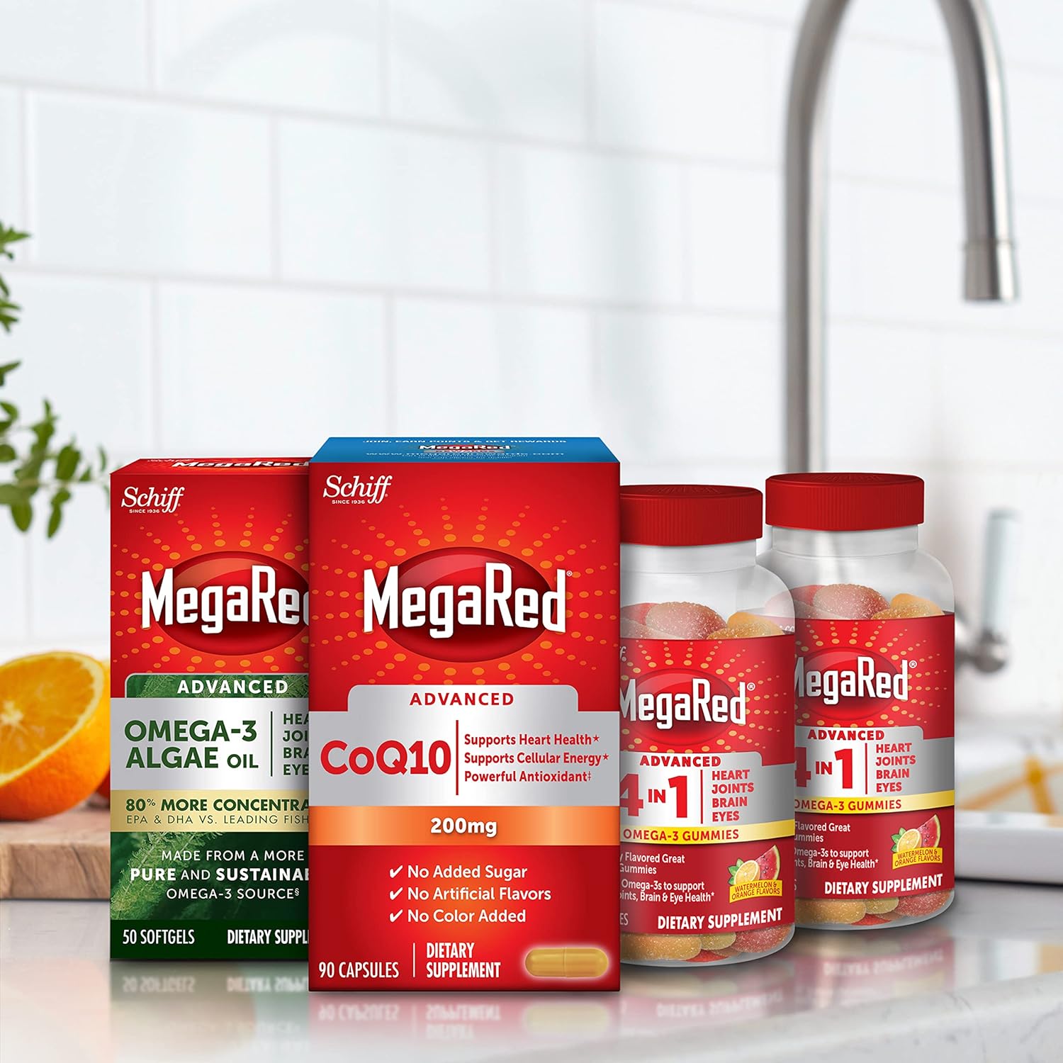 MegaRed CoQ10 200mg Capsules - 90 Count Box, Heart Health Support, Cellular Energy, Antioxidant, Sugar-Free
