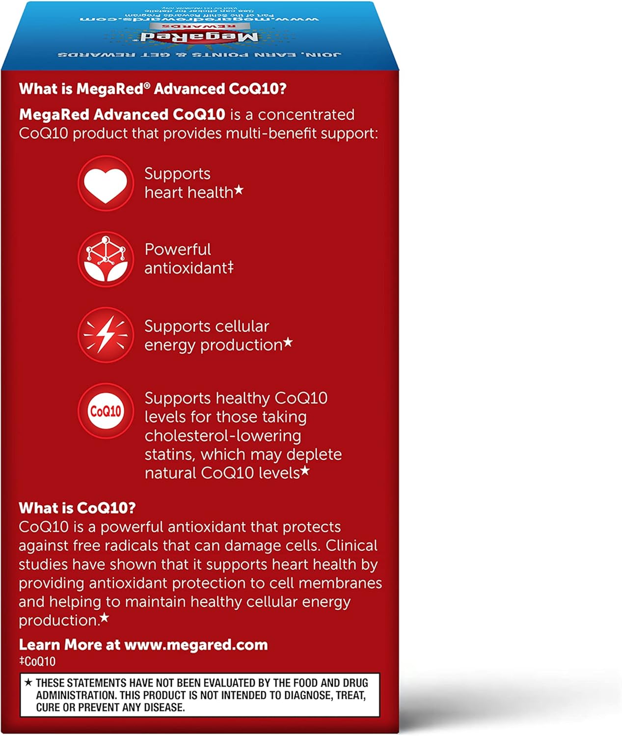 MegaRed CoQ10 200mg Capsules - 90 Count Box, Heart Health Support, Cellular Energy, Antioxidant, Sugar-Free
