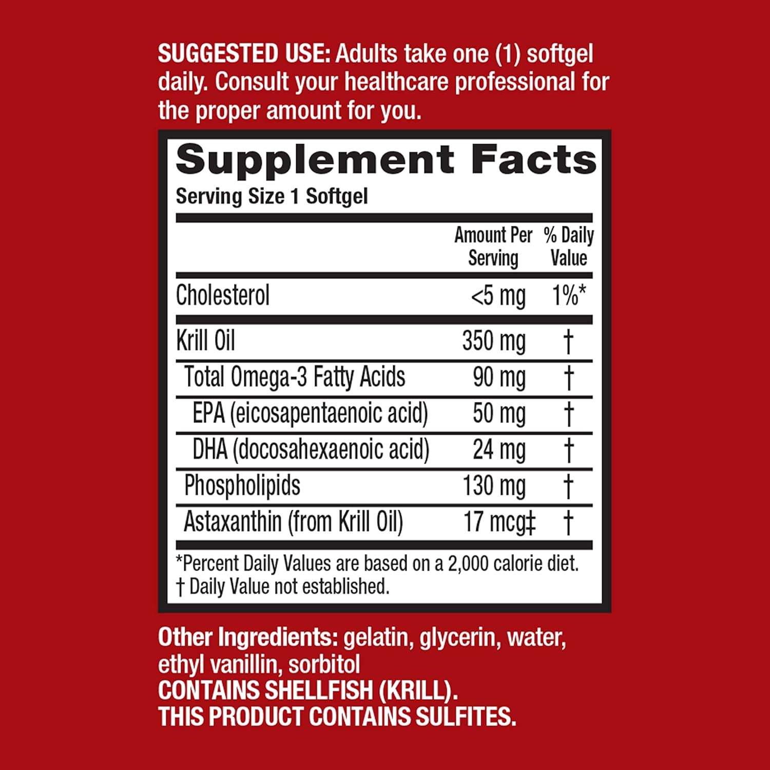 MegaRed Krill Oil Softgels 350mg, 60 Count - High EPA & DHA Omega-3 Fatty Acids, Astaxanthin Antioxidant, No Fishy Aftertaste