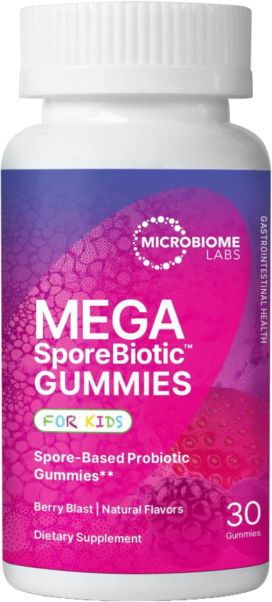 MegaSporeBiotic Kids Probiotic Gummies - Bacillus Blend - Berry Flavored - 30 Gummies - Supports Gut Health & Immunity