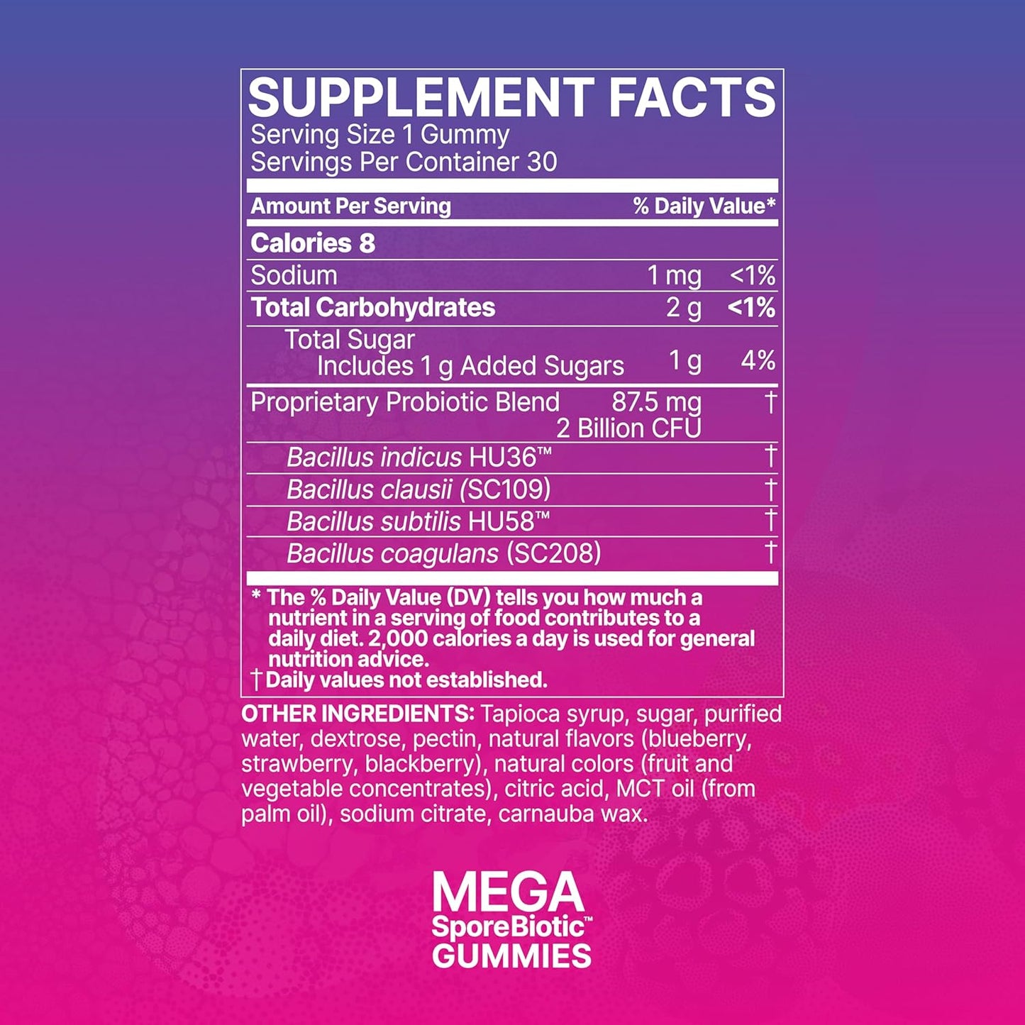 MegaSporeBiotic Kids Probiotic Gummies - Bacillus Blend - Berry Flavored - 30 Gummies - Supports Gut Health & Immunity