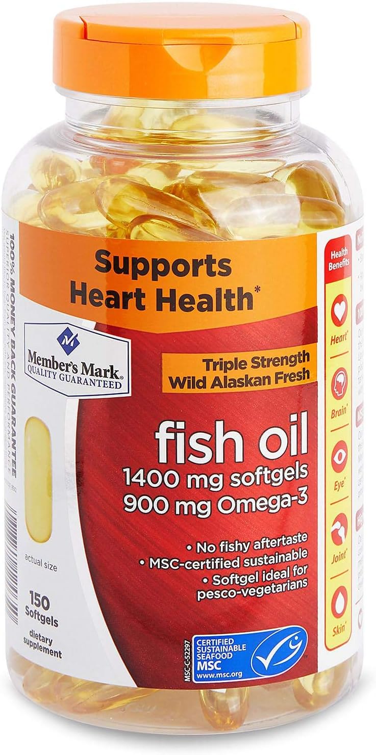 Member's Mark Omega 3 Fish Oil 1400mg (900mg EPA/DHA) Enteric Coated 150 Softgels - Buy Now!