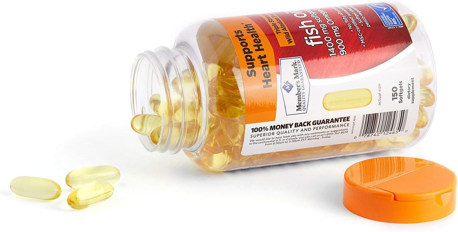 Member's Mark Omega 3 Fish Oil 1400mg (900mg EPA/DHA) Enteric Coated 150 Softgels - Buy Now!
