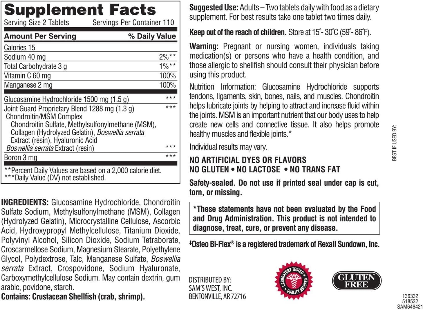 Member's Mark Triple Strength Glucosamine Chondroitin MSM - 220 Count Joint Support Supplement