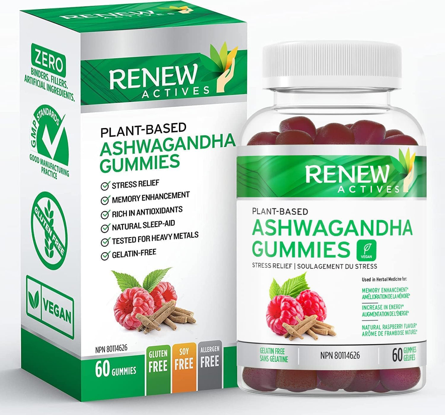 Memory and Energy Boost Ashwagandha Gummies - Rejuvenative Tonic for Health - 60 Gummies