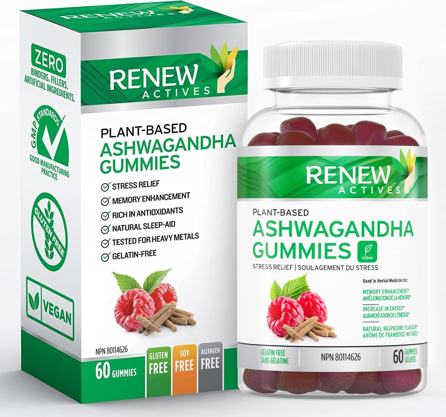 Memory and Energy Boost Ashwagandha Gummies - Rejuvenative Tonic for Health - 60 Gummies