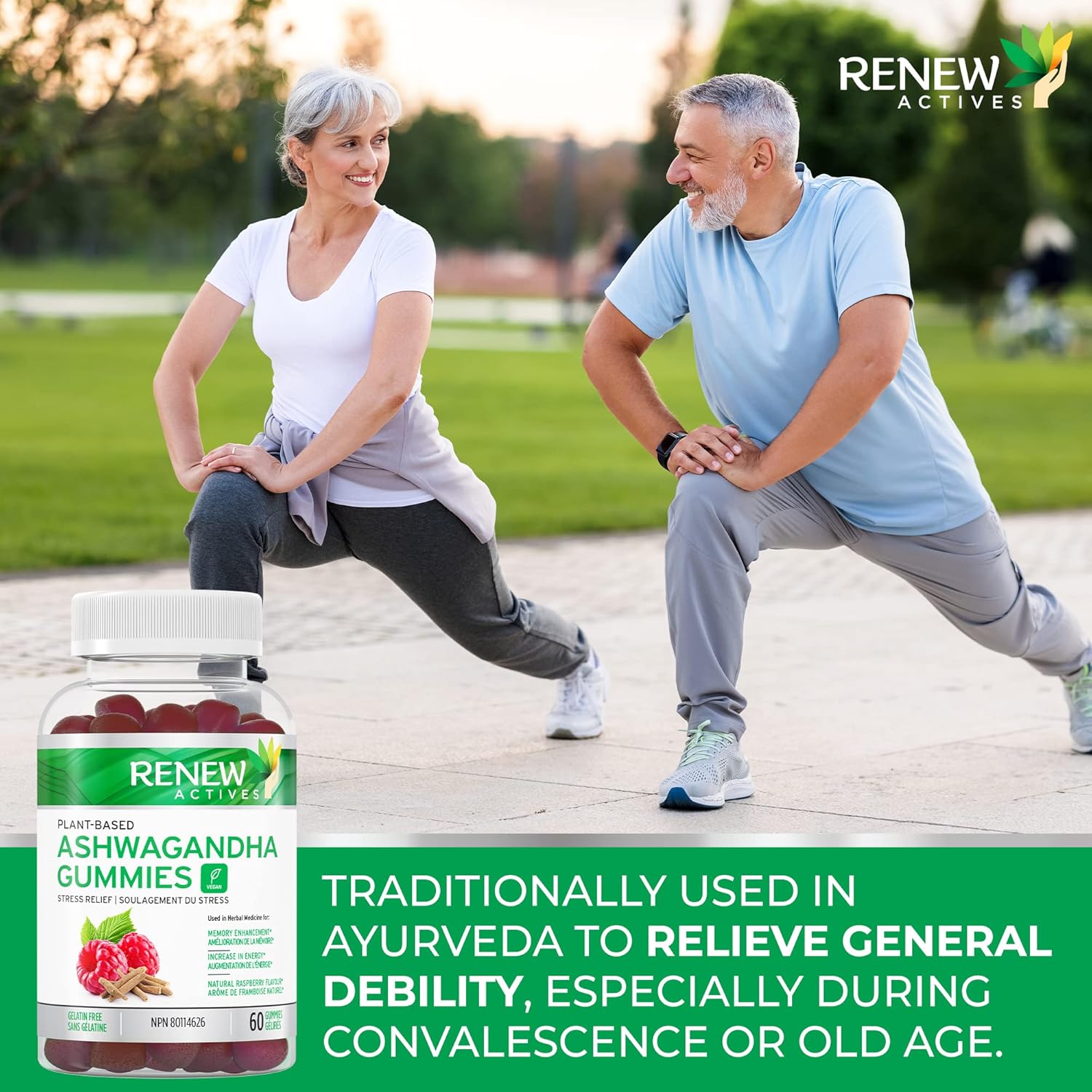 Memory and Energy Boost Ashwagandha Gummies - Rejuvenative Tonic for Health - 60 Gummies