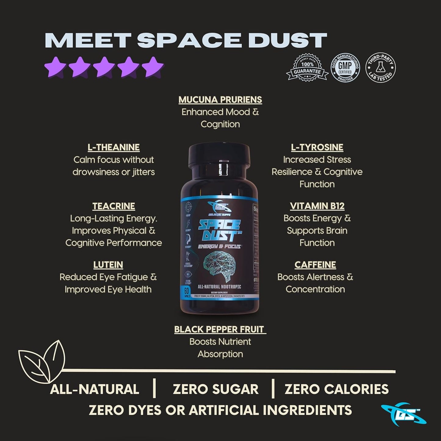 Memory and Focus Supplement for Men and Women - Natural Nootropic Brain Booster for Seniors - Enhances Reaction Times and Eye Health - All-Day Brain Energy - Ideal for Gamers