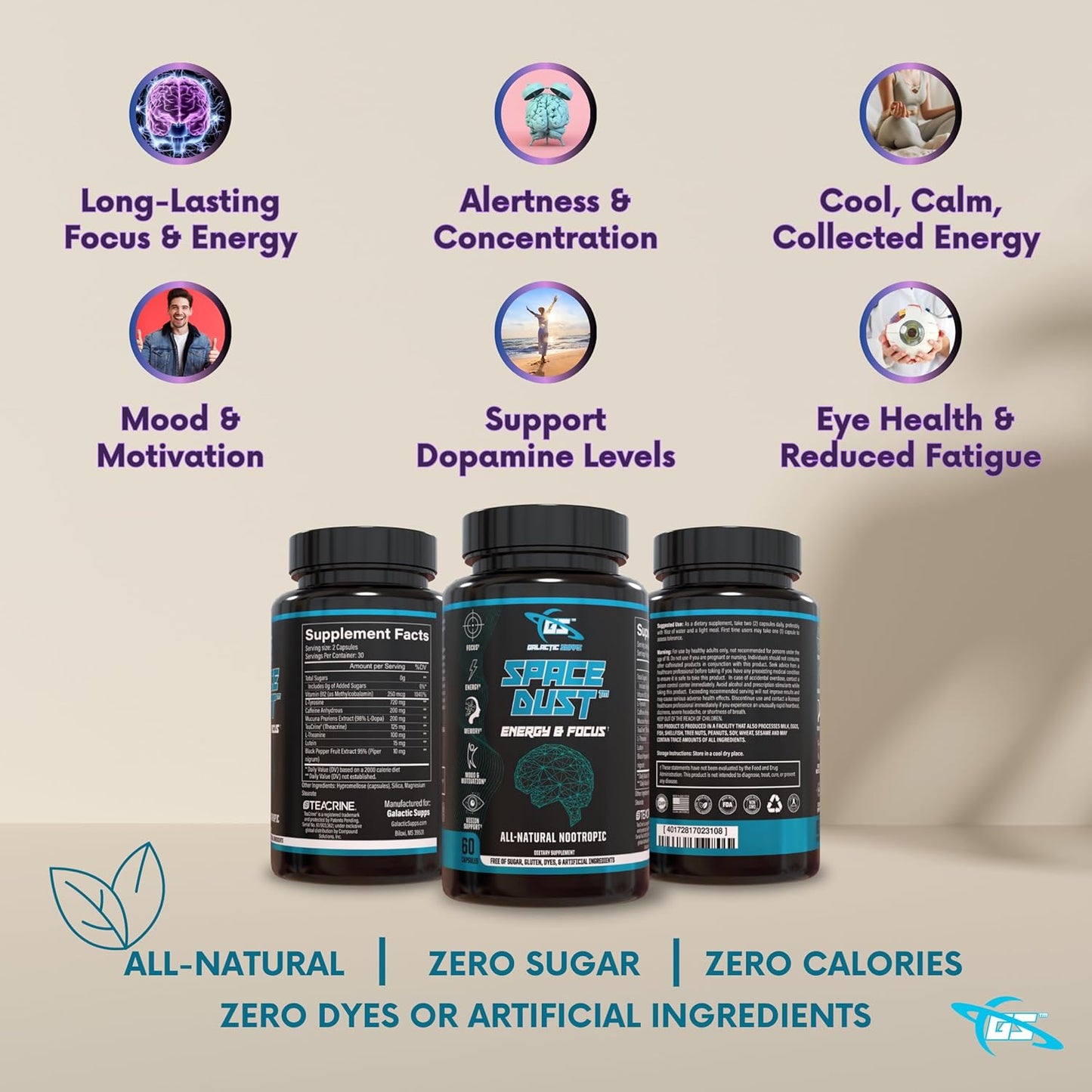 Memory and Focus Supplement for Men and Women - Natural Nootropic Brain Booster for Seniors - Enhances Reaction Times and Eye Health - All-Day Brain Energy - Ideal for Gamers