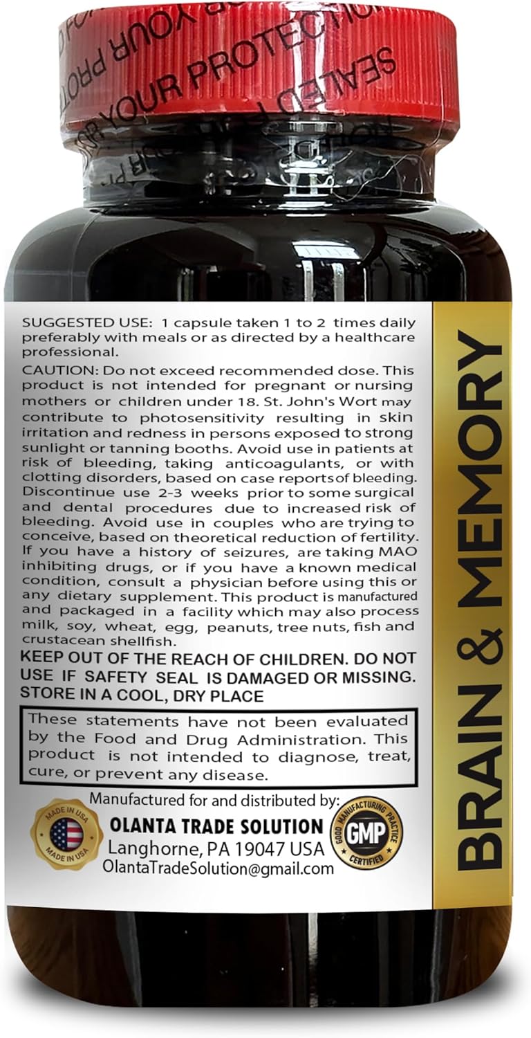 Memory Support Supplement for Brain Fog, Clarity, Energy, and Recall - Focus and Concentration Support - 30 Capsules