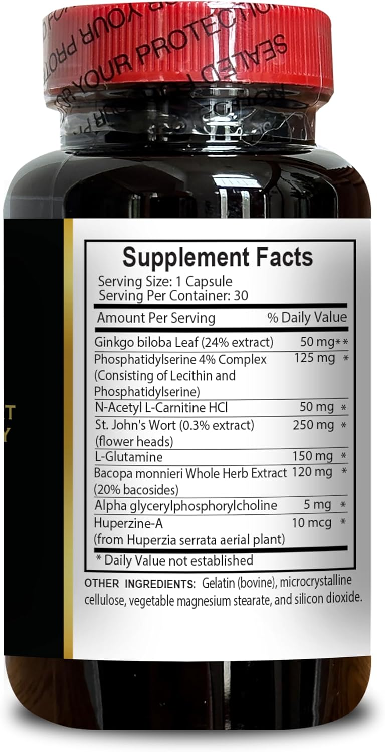 Memory Support Supplement for Brain Fog, Clarity, Energy, and Recall - Focus and Concentration Support - 30 Capsules