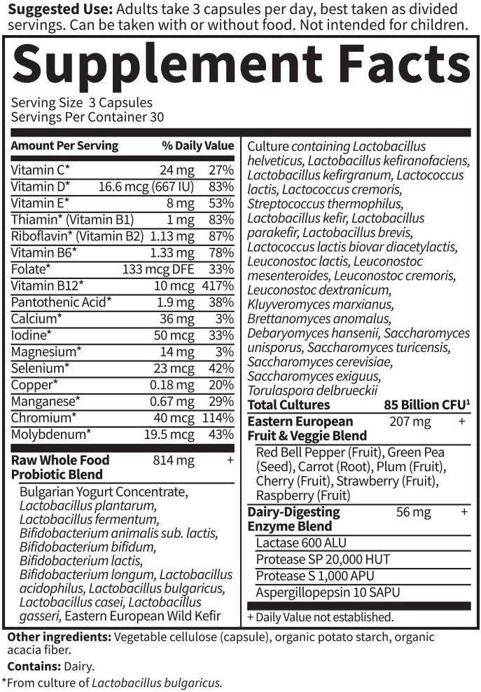 Men Over 50 Probiotic with Acidophilus and Bifidobacteria - Gluten Free, 90 Vegetarian Capsules