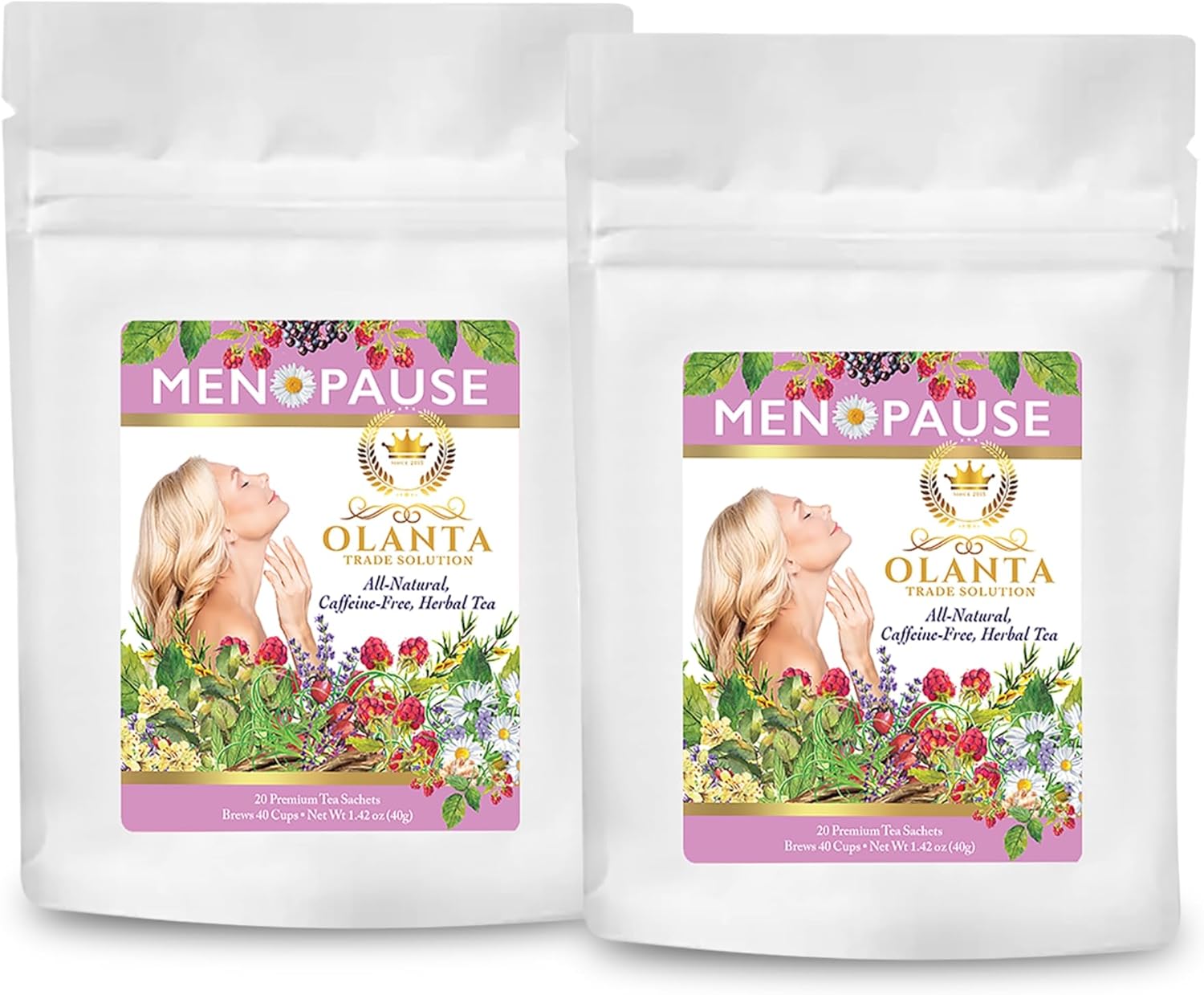 Menopause Comfort Tea: Herbal Menopause Supplements for Women to Ease Hot Flashes and Boost Immune Health - 40 Sachets