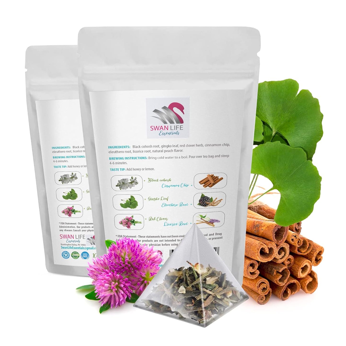 Menopause Herbal Tea for Hormonal Balance and Hot Flashes - Caffeine-Free Support for Women - 28 Day Supply