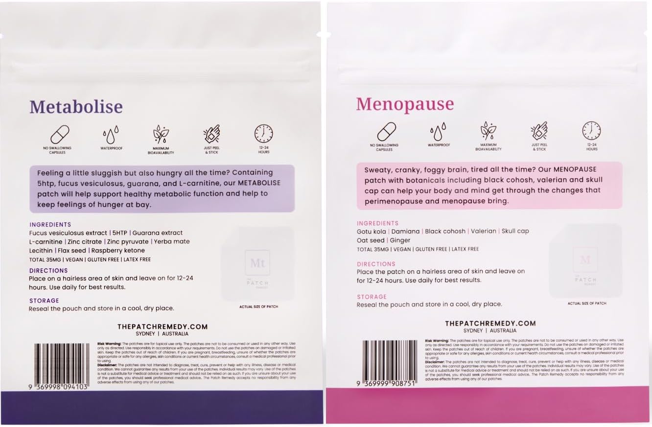 Menopause Patch Bundle for Hot Flashes & Metabolism Support with Gotu Kola & Black Cohosh