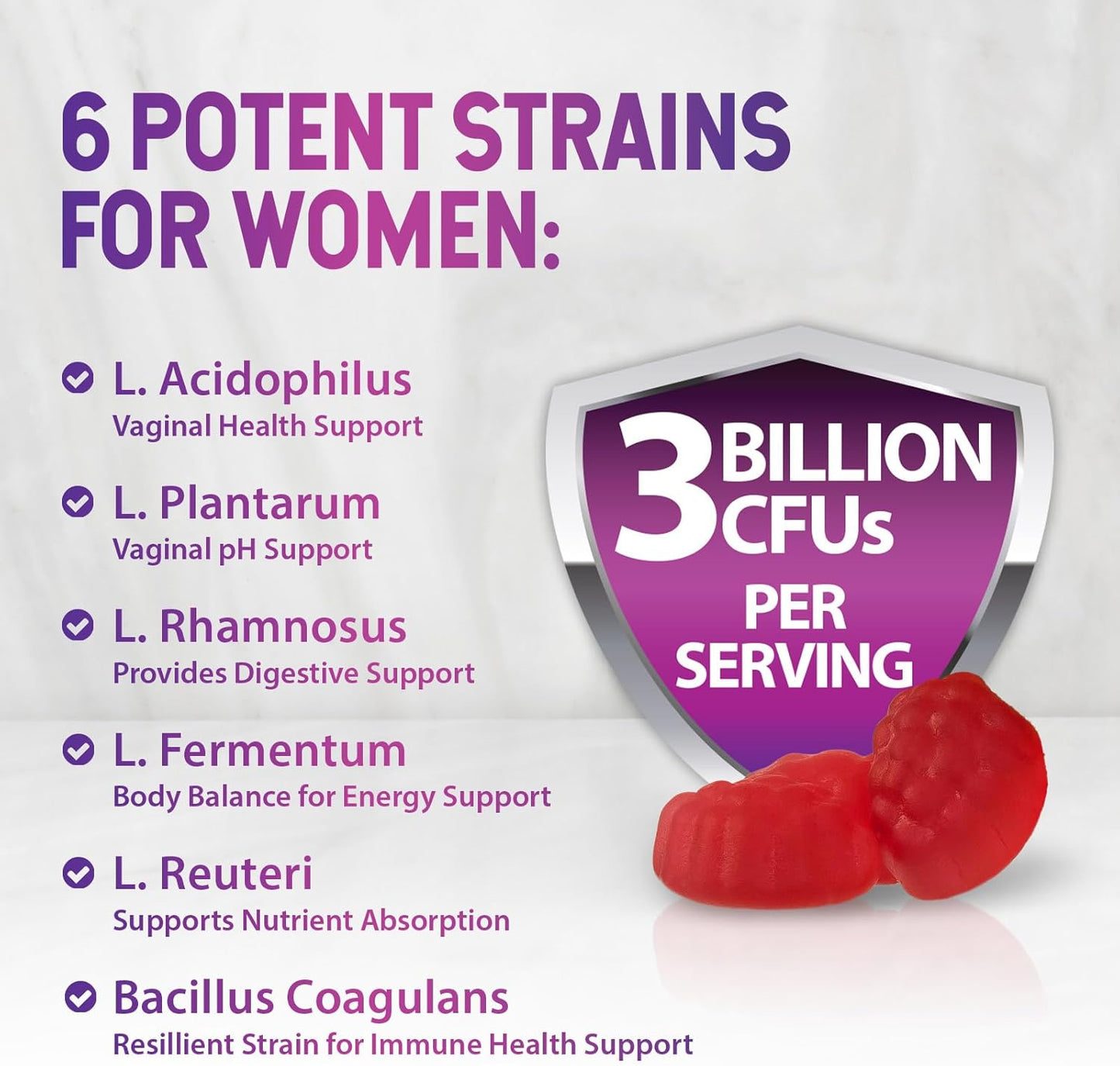 Menopause Probiotic Gummies with Cranberry for Women - Natural Relief for Hot Flashes, Night Sweats, PH Balance, Vaginal & Immune Health - 120 Gummies