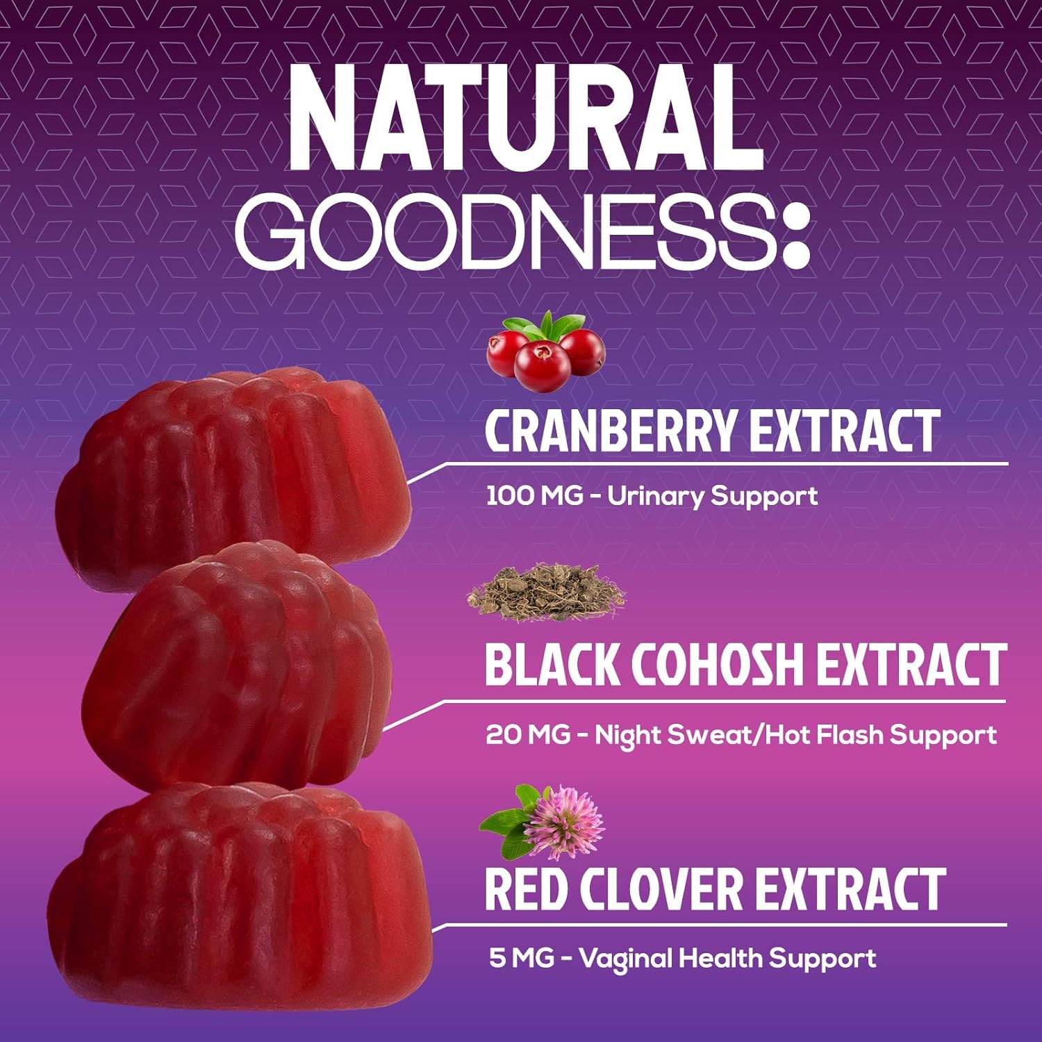 Menopause Probiotic Gummies with Cranberry for Women - Natural Relief for Hot Flashes, Night Sweats, PH Balance, Vaginal & Immune Health - 120 Gummies