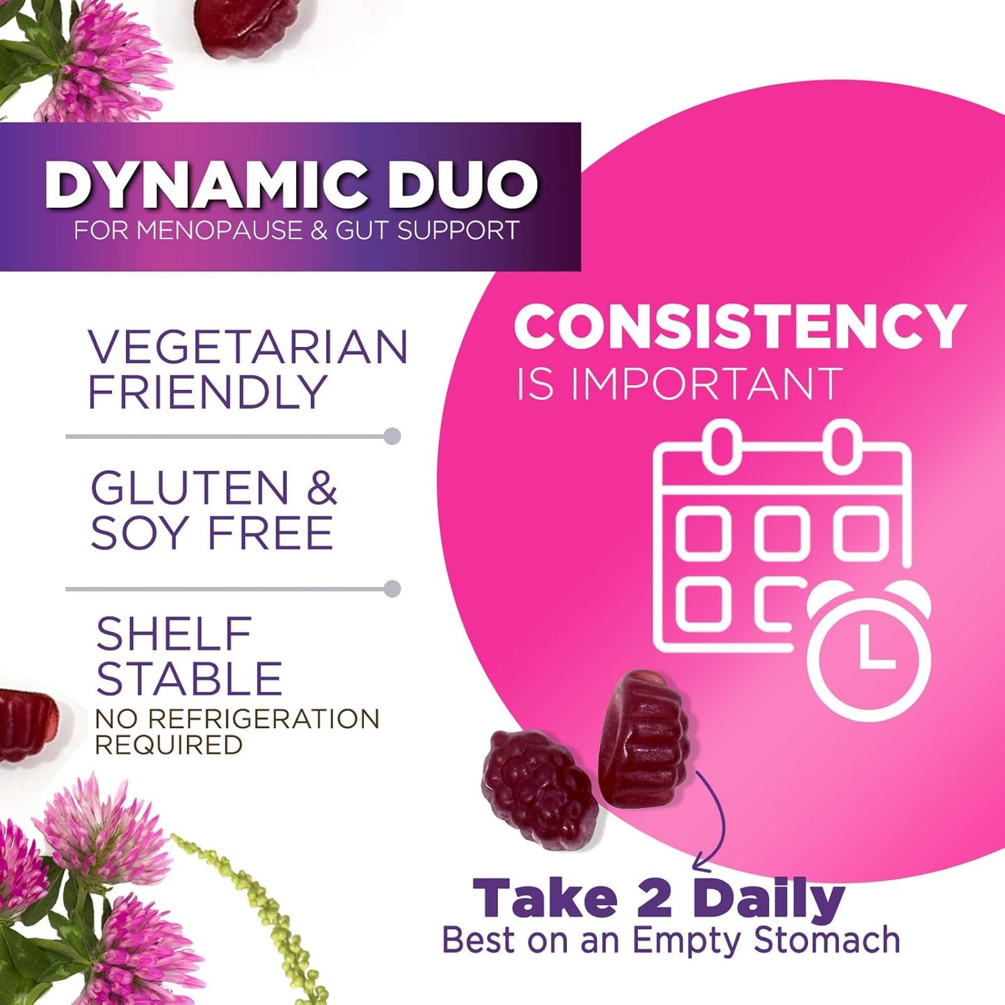 Menopause Probiotic Gummies with Cranberry for Women - Natural Relief for Hot Flashes, Night Sweats, PH Balance, Vaginal & Immune Health - 120 Gummies