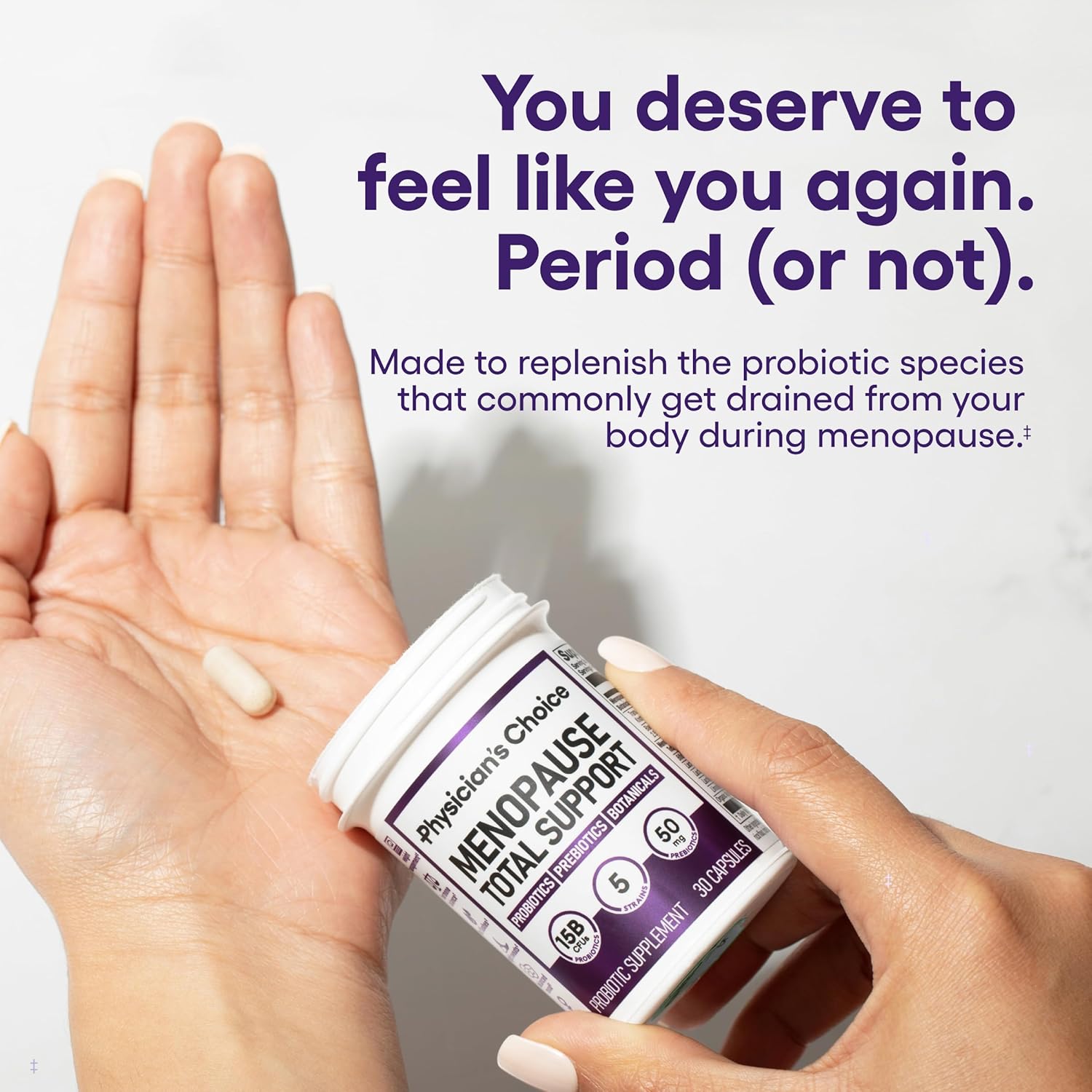 Menopause Probiotic Supplement for Women - Hormone Balance, Hot Flashes, Night Sweats, Weight Management - Black Cohosh, Resveratrol+ - 30ct