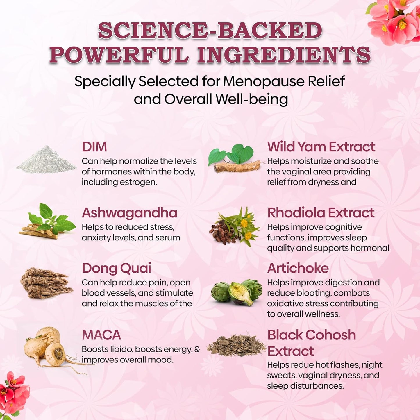 Menopause Probiotic Supplements for Women - 40 Billion CFU with DIM, Black Cohosh, and Dong Quai - Hormone Balance, Hot Flashes Relief - 30 Servings