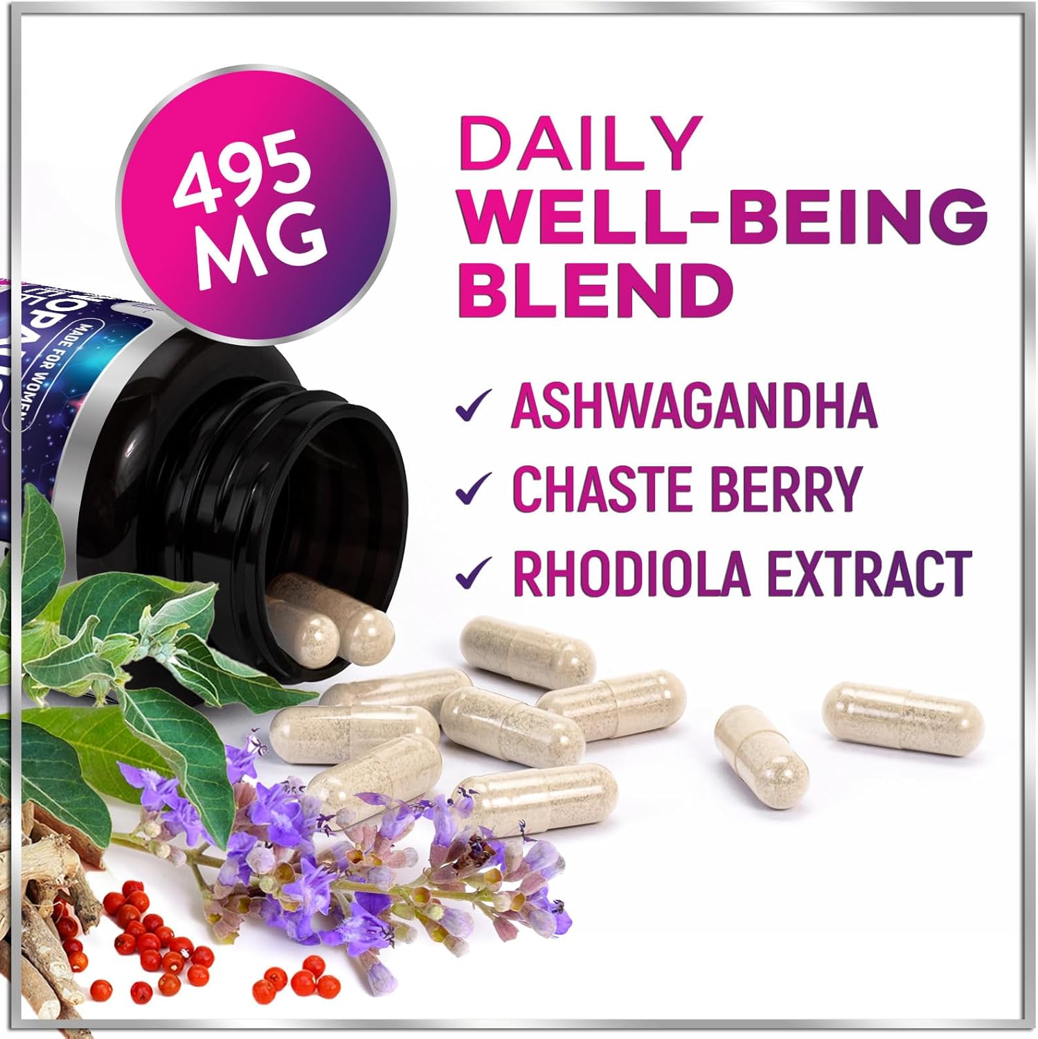 Menopause Probiotic Supplements for Women - 8 Billion CFU, Hot Flash & Night Sweats Relief - Vaginal, Digestive & Immune Support - 60 Capsules