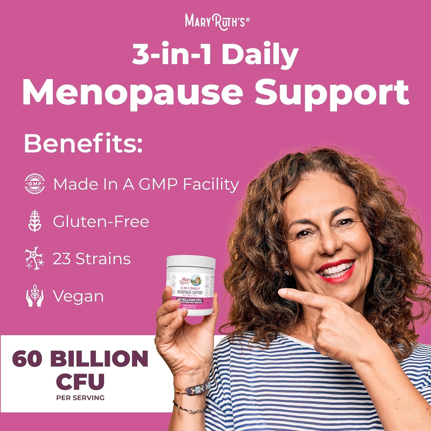 Menopause Probiotics for Women | Hormonal Support & Estrogen Supplement | Clinically Tested | 60 Billion CFU | Allergen Free | 0.5 oz