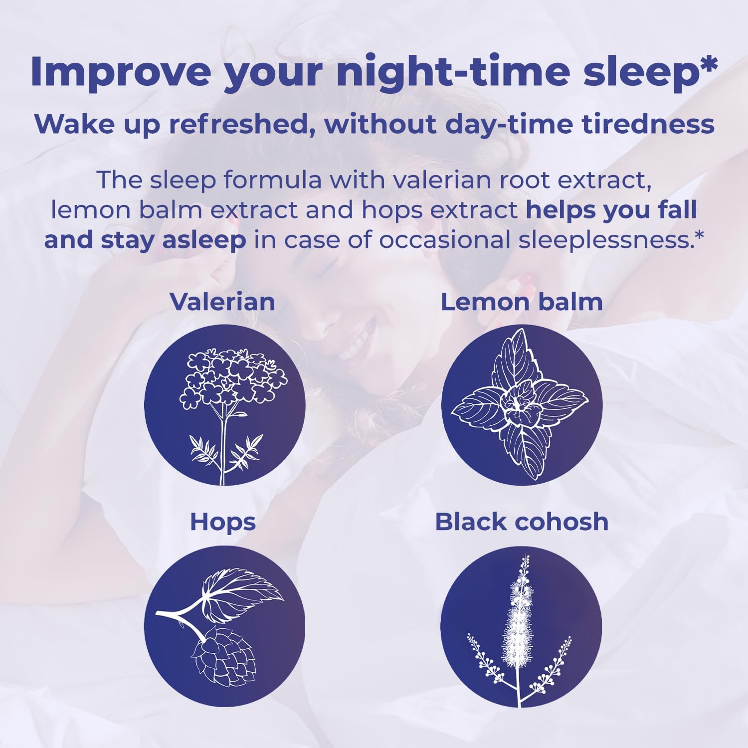 Menopause Relief and Sleep Support Tablets - Clinically Proven Ingredients - Black Cohosh Supplement - Estrogen-Free - Made in Germany