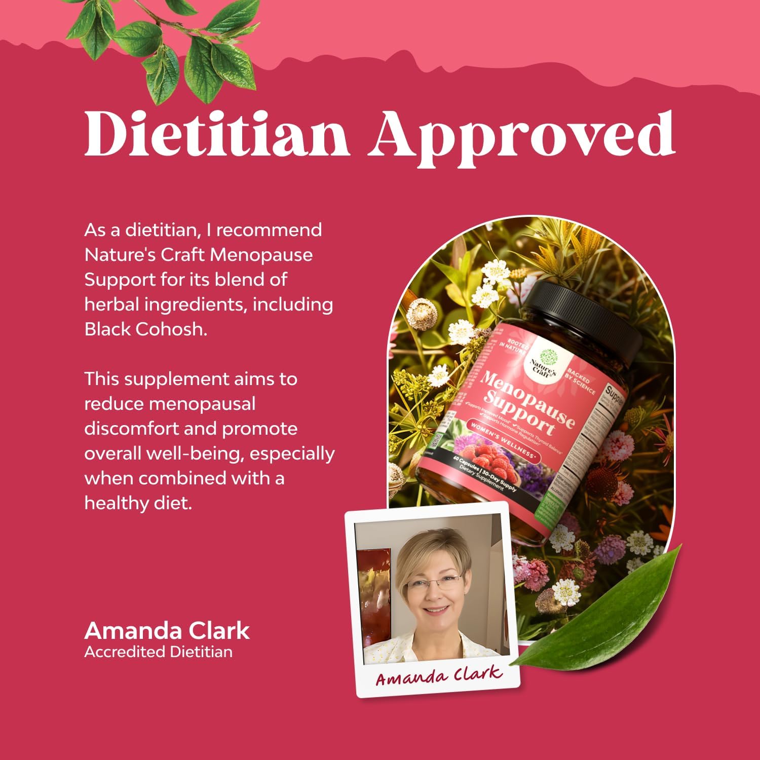 Menopause Relief Capsules for Women - Herbal Supplement for Hormone Balance, Night Sweats, Hot Flashes, Mood Swings - Dong Quai, Chaste Berry, Black Cohosh - 120 Count Pack