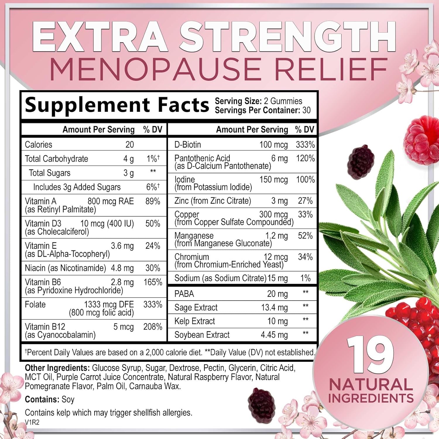 Menopause Relief Gummies for Women - Natural Menopause Support with Energy Boost - Hot Flash and Night Sweat Relief Supplement - 60 Gummies