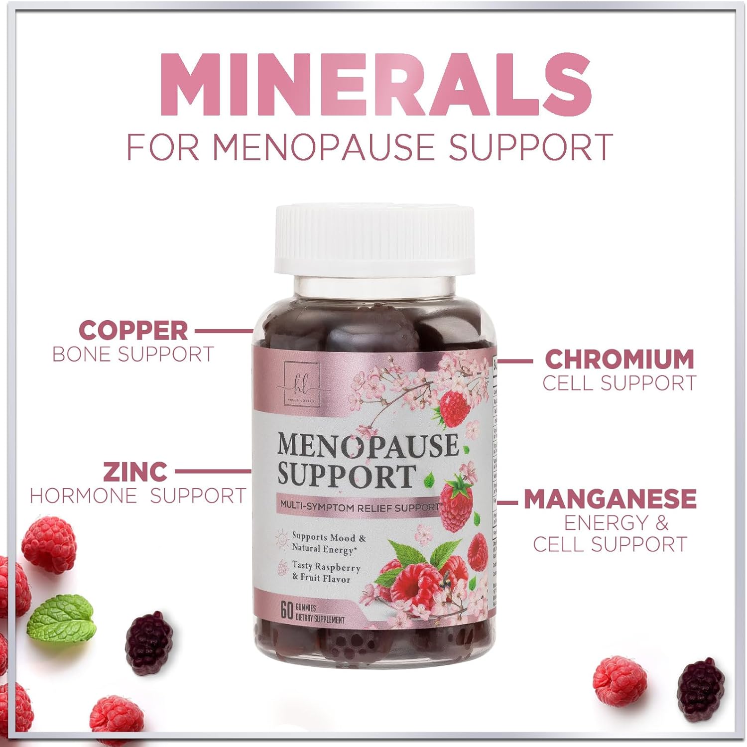 Menopause Relief Gummies for Women - Natural Menopause Support with Energy Boost - Hot Flash and Night Sweat Relief Supplement - 60 Gummies