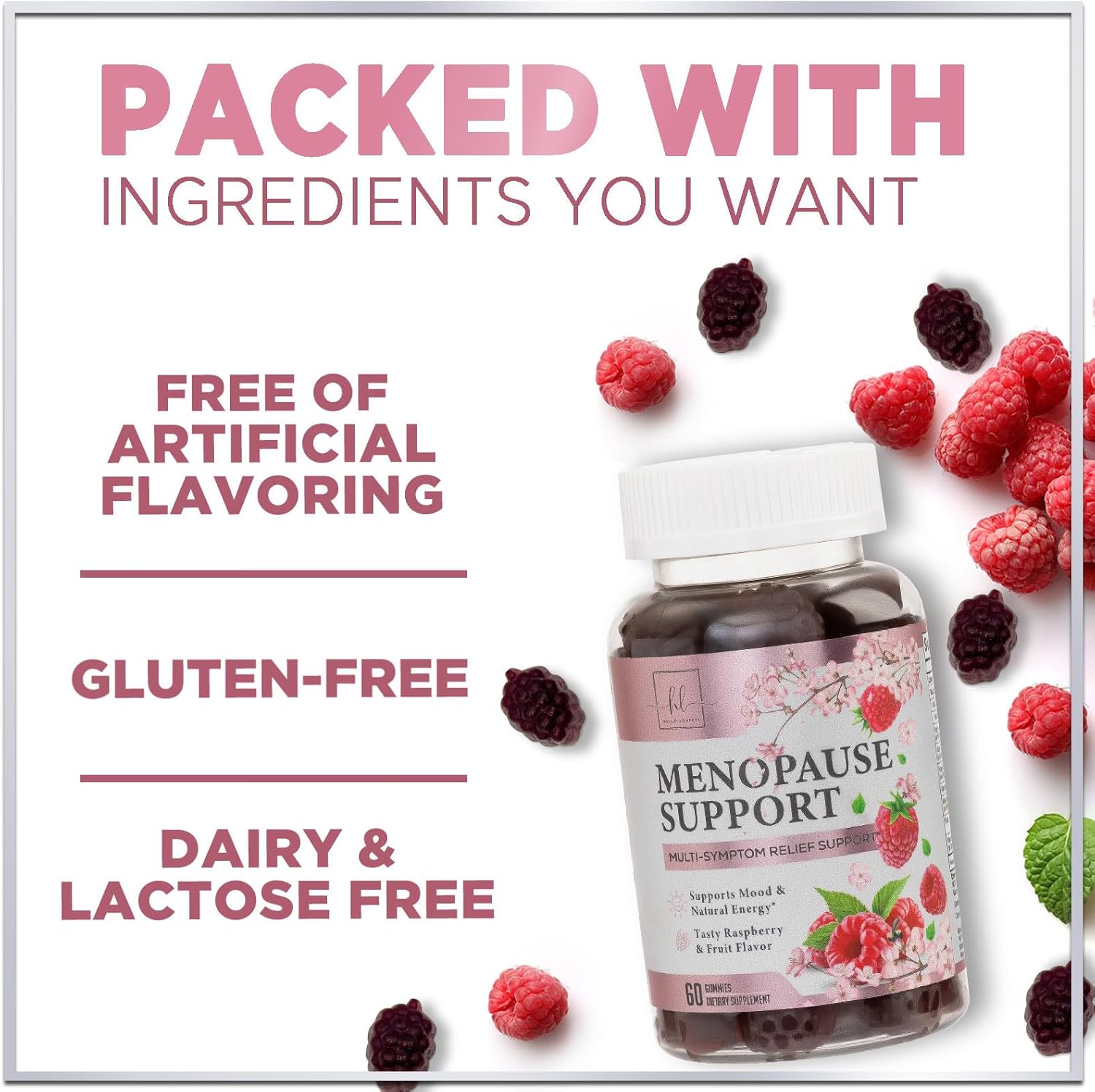 Menopause Relief Gummies for Women - Natural Menopause Support with Energy Boost - Hot Flash and Night Sweat Relief Supplement - 60 Gummies