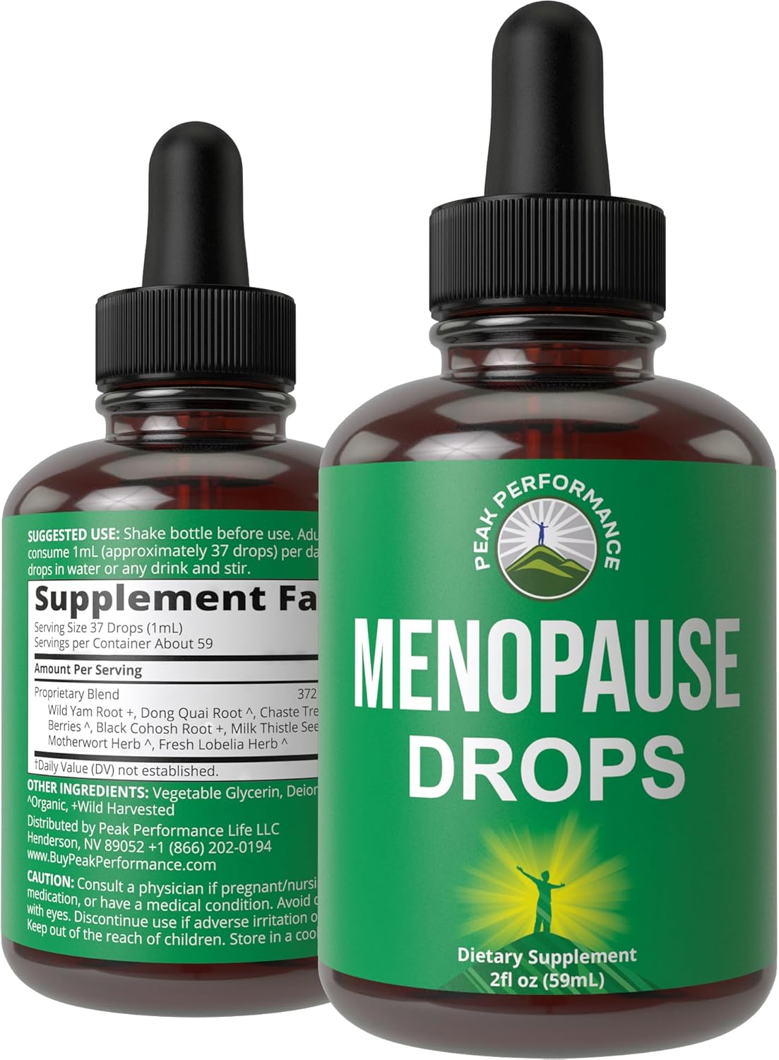Menopause Relief Liquid Drops with 7 Herbal Ingredients for Hot Flashes - Vegan and Sugar-Free Women's Support