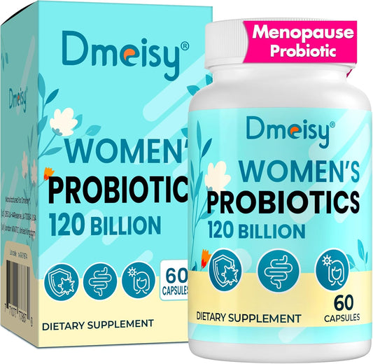Menopause Relief Probiotic Supplement for Women - 120 Billion CFU, 13-in-1 Herbs Complex for Hormone Balance, Hot Flashes, Night Sweats, Mood Swings, Gut & Immunity Support - 60 Capsules