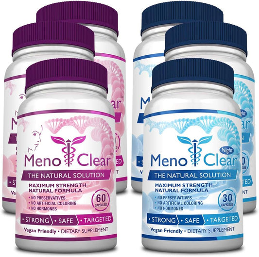 Menopause Relief Supplement for Hot Flashes, Mood Swings - Maximum Strength Day & Night Support - 6 Bottles - 100% Natural Blend