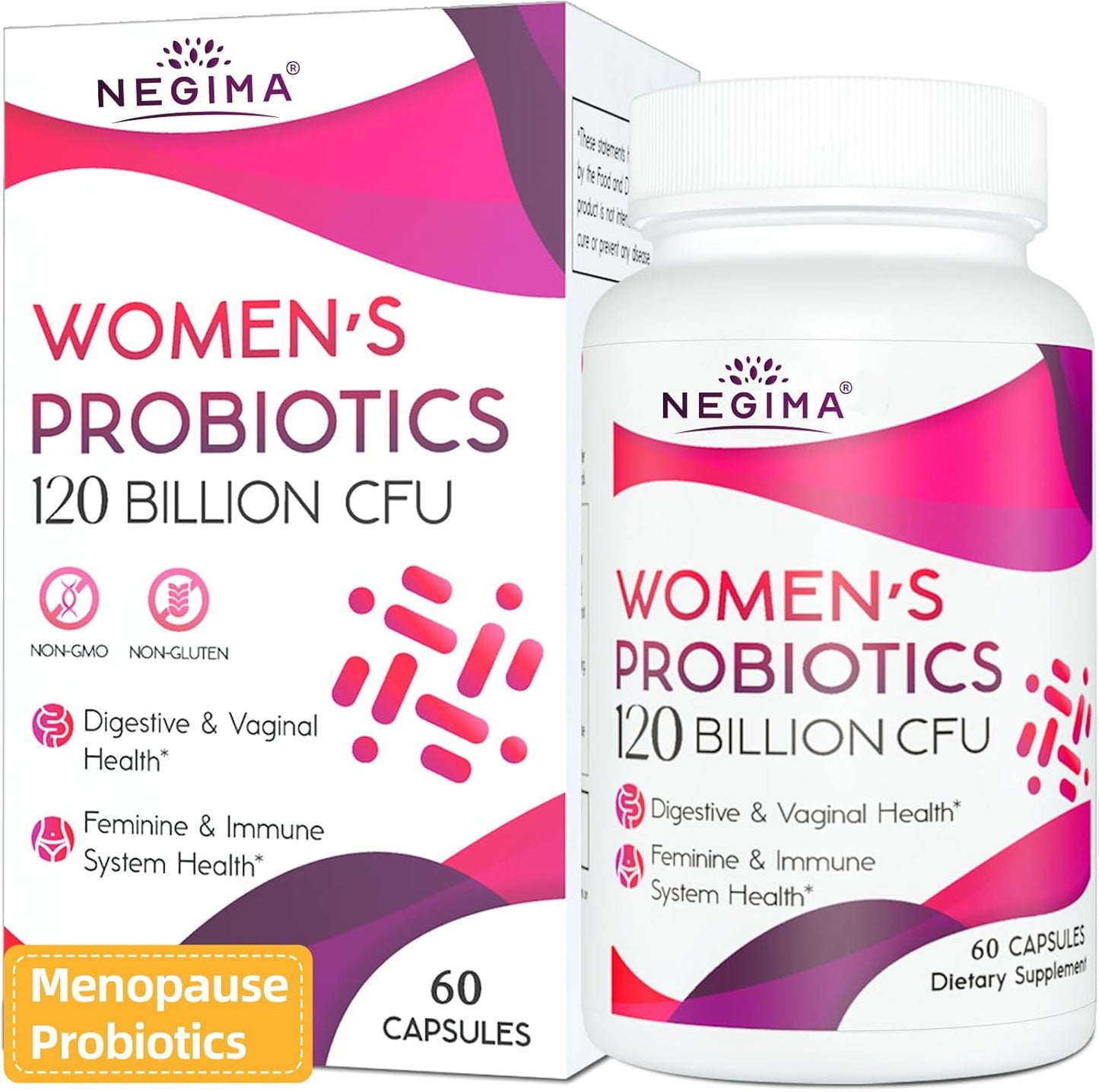 Menopause Relief Supplement with 120 Billion CFUs Probiotics & 13-in-1 Herbs Complex - 60 Capsules